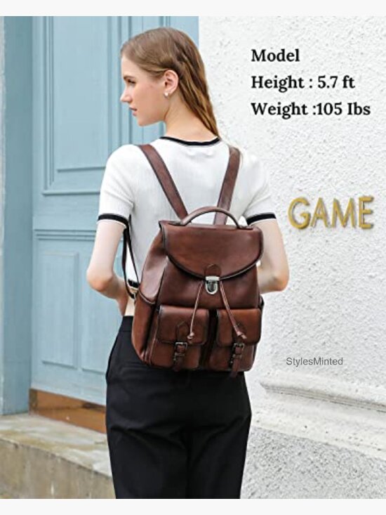 Vintage Genuine Leather Backpack Purse Rucksack Retro Daypack for Women main image 3
